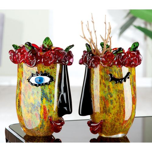 Flo Face Design Glass Vase
