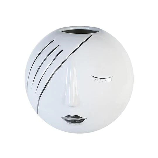 Faces White Vase