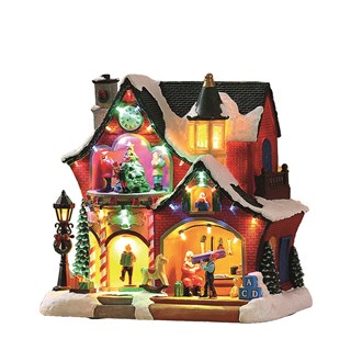 LED Light Up Musical Santa Workshop Animated Decoration