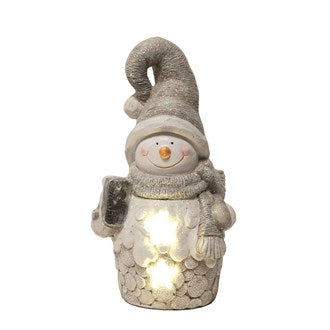 LED Light Up Snowman Holding a Present Decoration