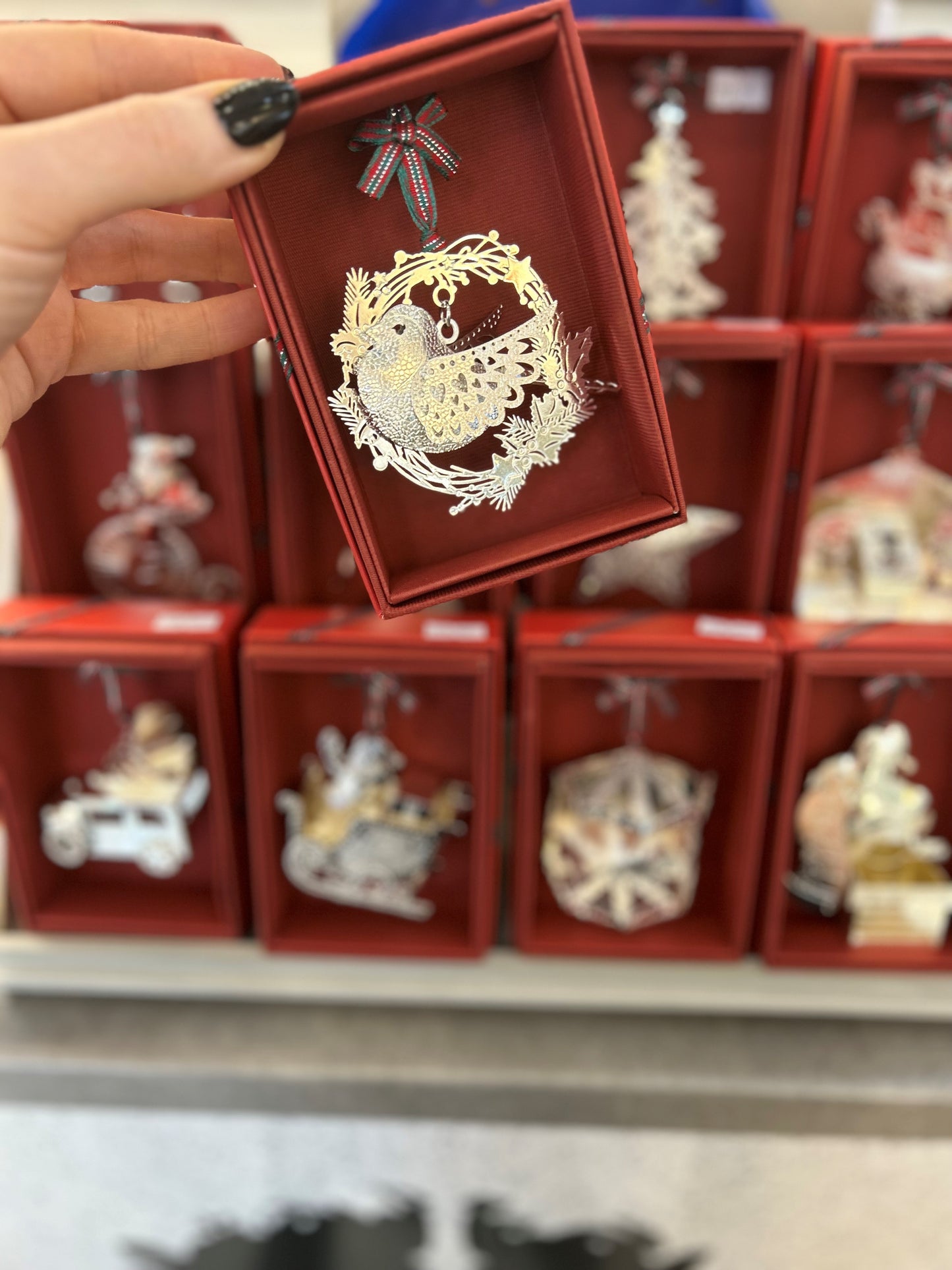 Metal Boxed Robin & Wreath Hanging Decoration