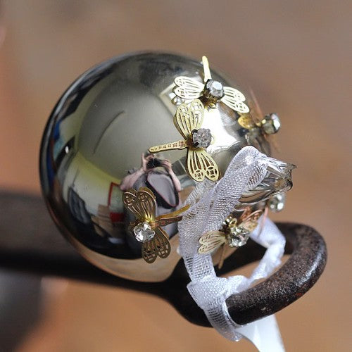 Silver Glass Golden Dragonfly Bauble