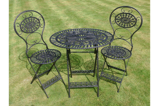Oval Black Outdoor Table & Chair Set - EX-DISPLAY - ONE ONLY