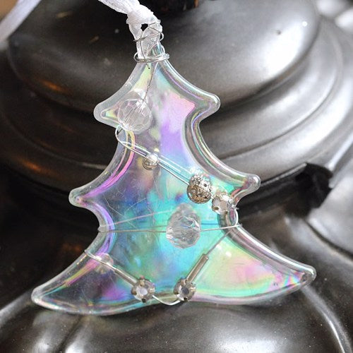 Iridescent Glass Beaded Tree Bauble