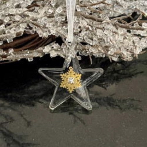 Clear Glass Diamante Star Bauble