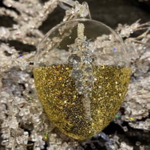 Gold Glitter Glass Diamante Bauble