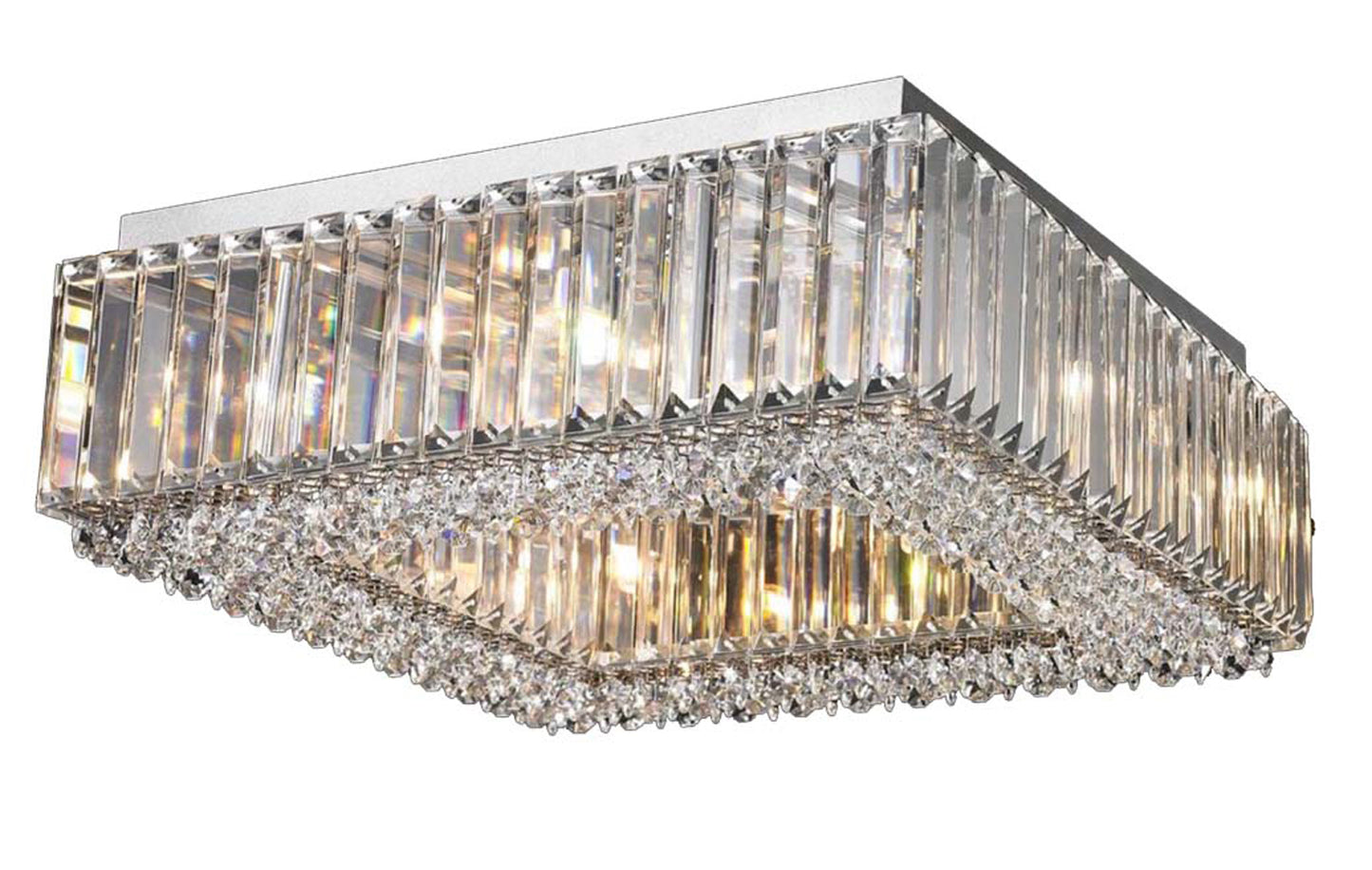 Kempton 8 Light Square Crystal Flush