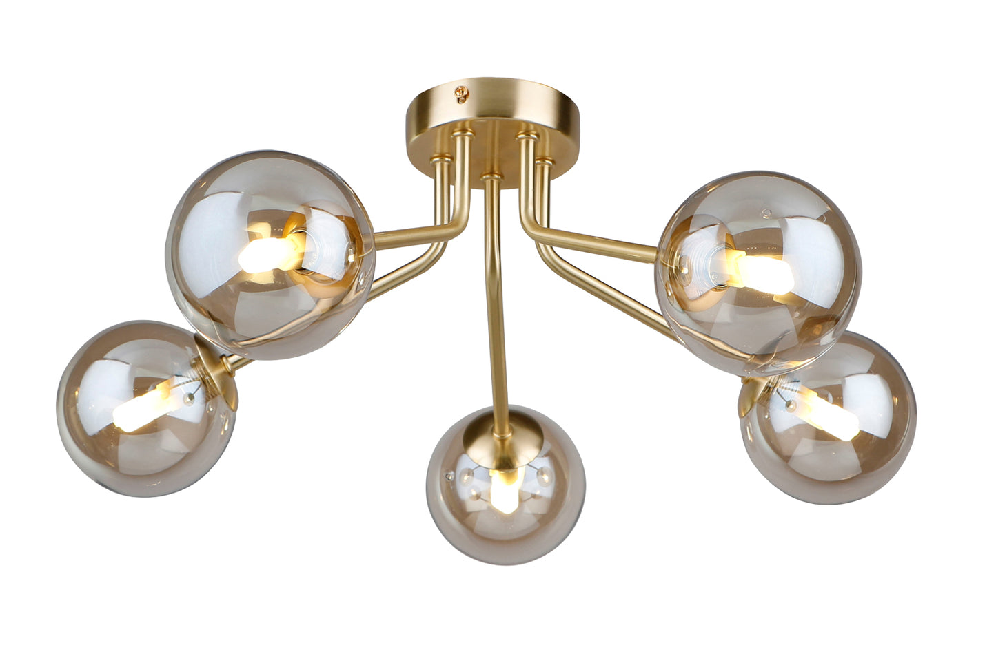 Jute 5 Light Semi Flush Satin Gold