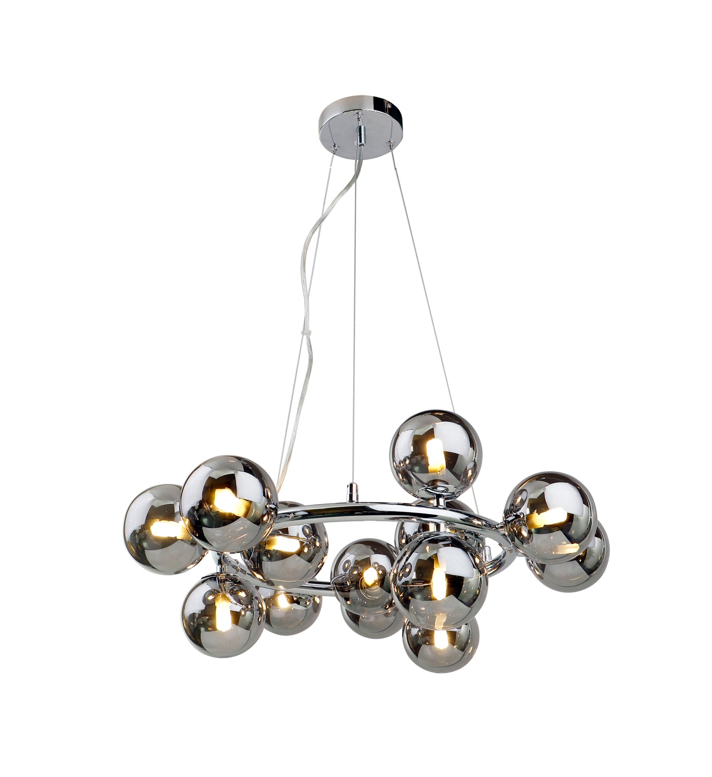 Jute 15 Light Round Pendant Polished Chrome