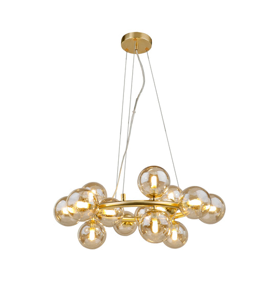 Jute 15 Light Round Pendant Satin Gold