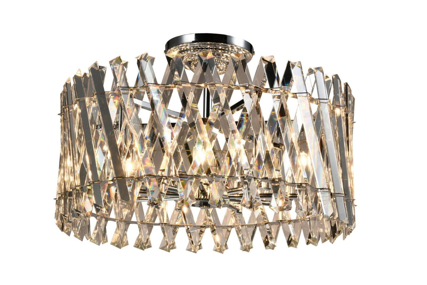 Geode 9 Light Chrome Flush Pendant
