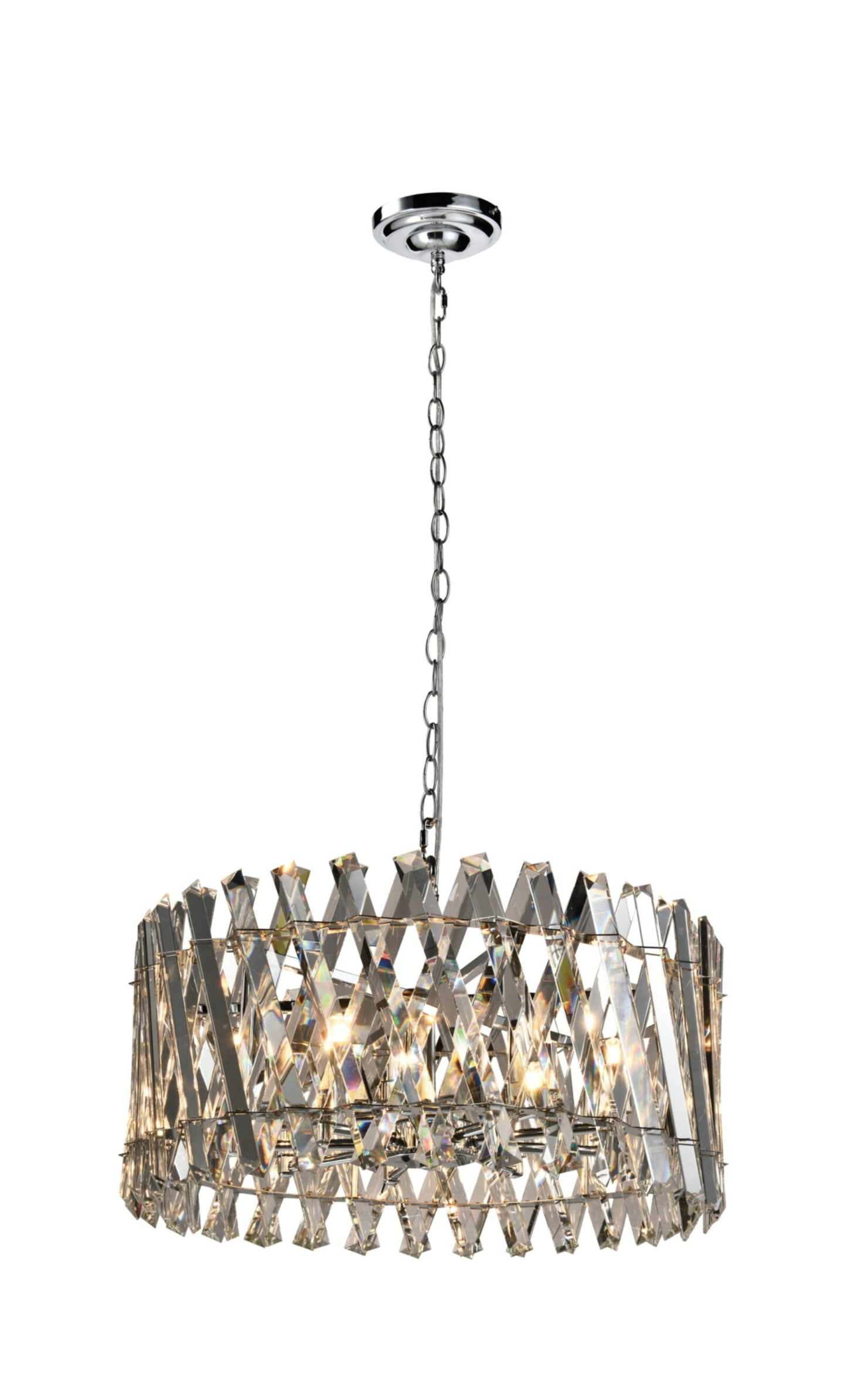 Geode 9 Light Chrome Flush Pendant
