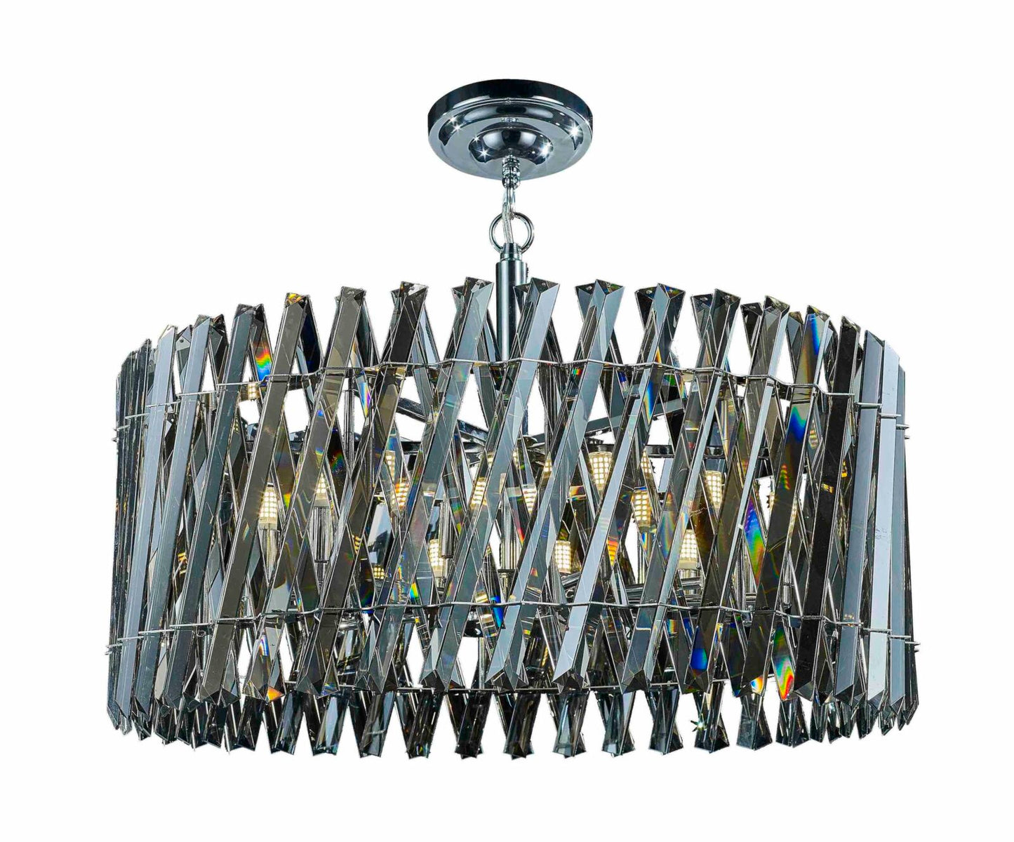 Geode 12 Light Chrome Flush Pendant