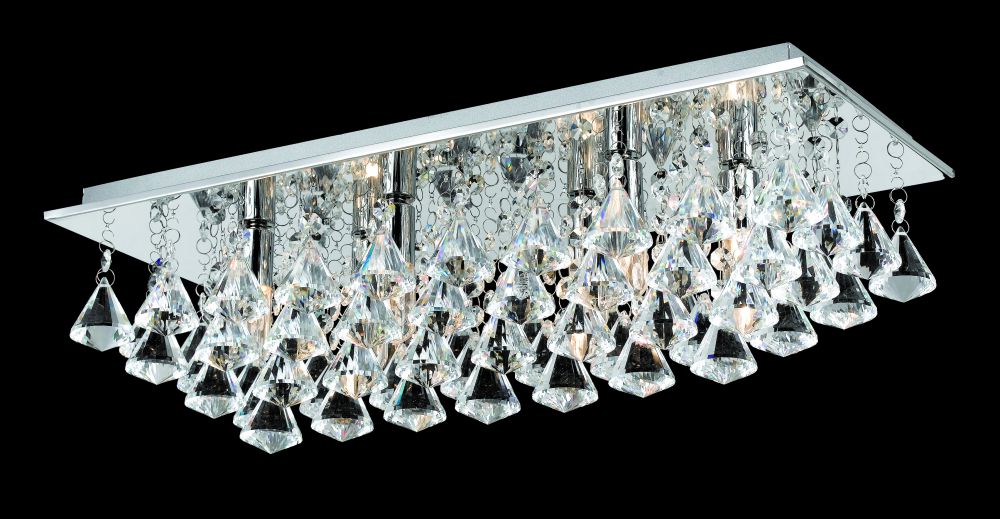 Spencer 6 Light Oblong Crystal Flush