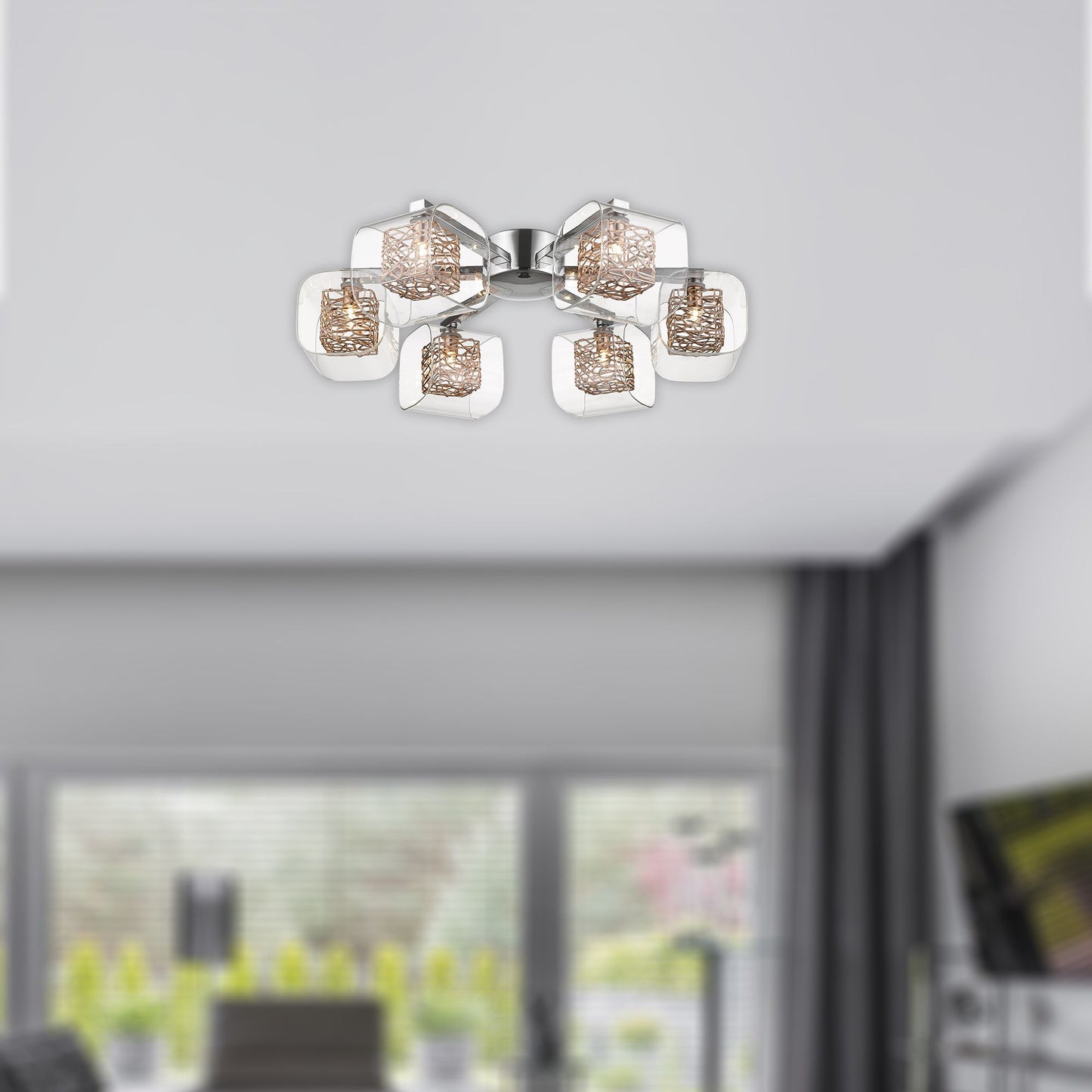 Lawson 6 Light Flush - Chrome or Copper