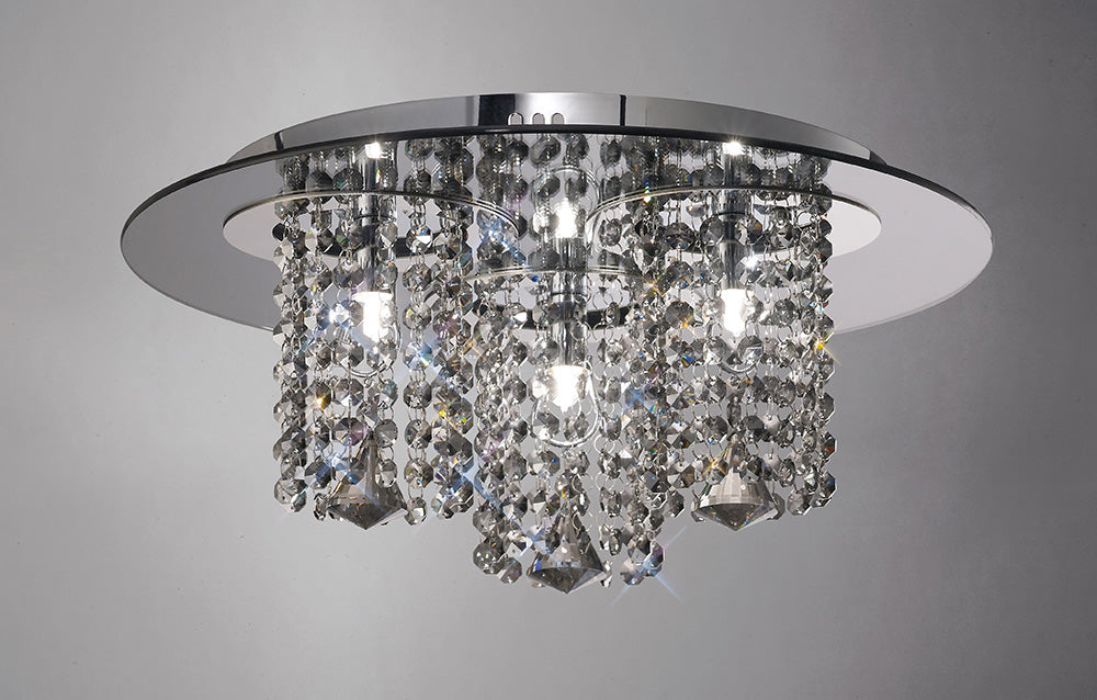 York Smoke & Mirror 3 Light Crystal Flush