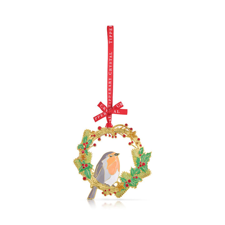 Sparkle Christmas Robin & Wreath Decoration - Boxed