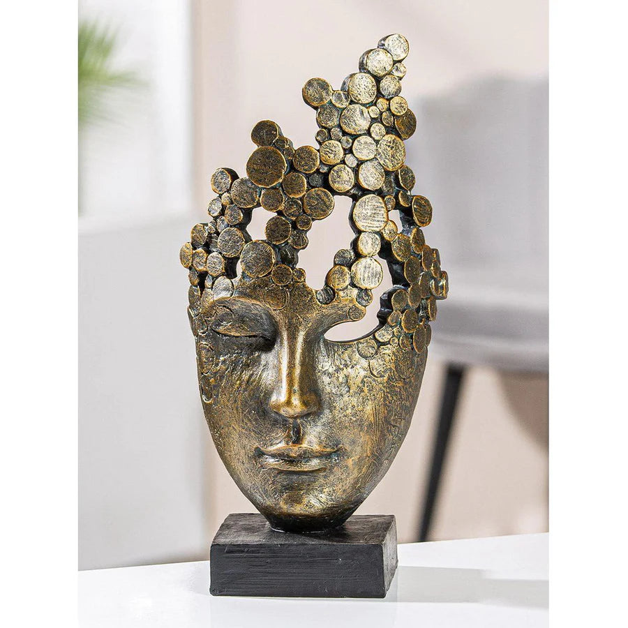 Abstract Thinking Face Sculpture