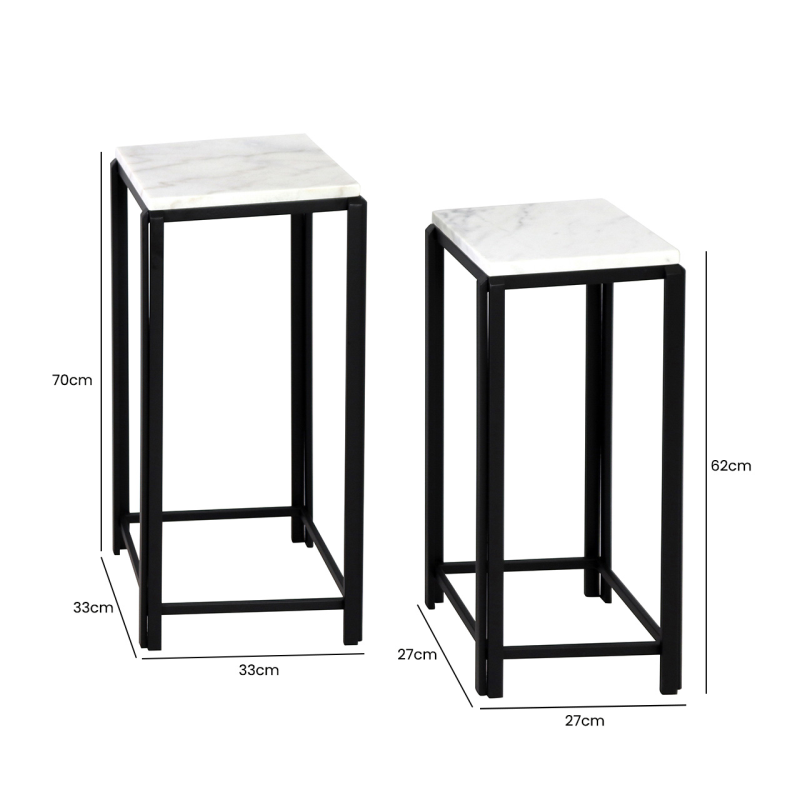Leni Black Pedestal Tables - Set of Two