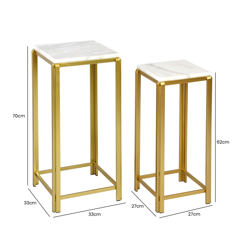 Leni Gold Pedestal Tables - Set of Two