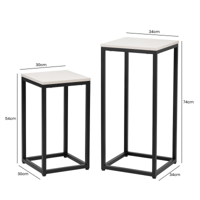 Pave Pedestal Tables - Set of Two