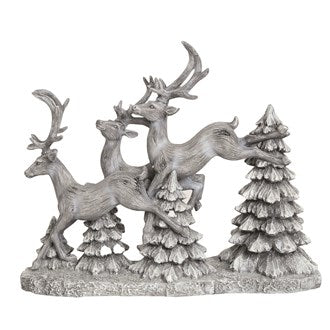 Prancing Reindeer Decorative Ornament In Grey