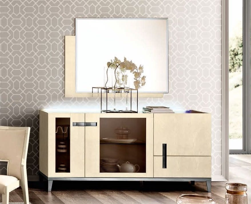 Amber 3 Door - 1 Drawer Glass Sideboard