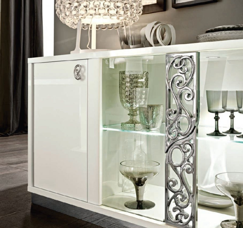 Amour White 4 Door Glass Sideboard