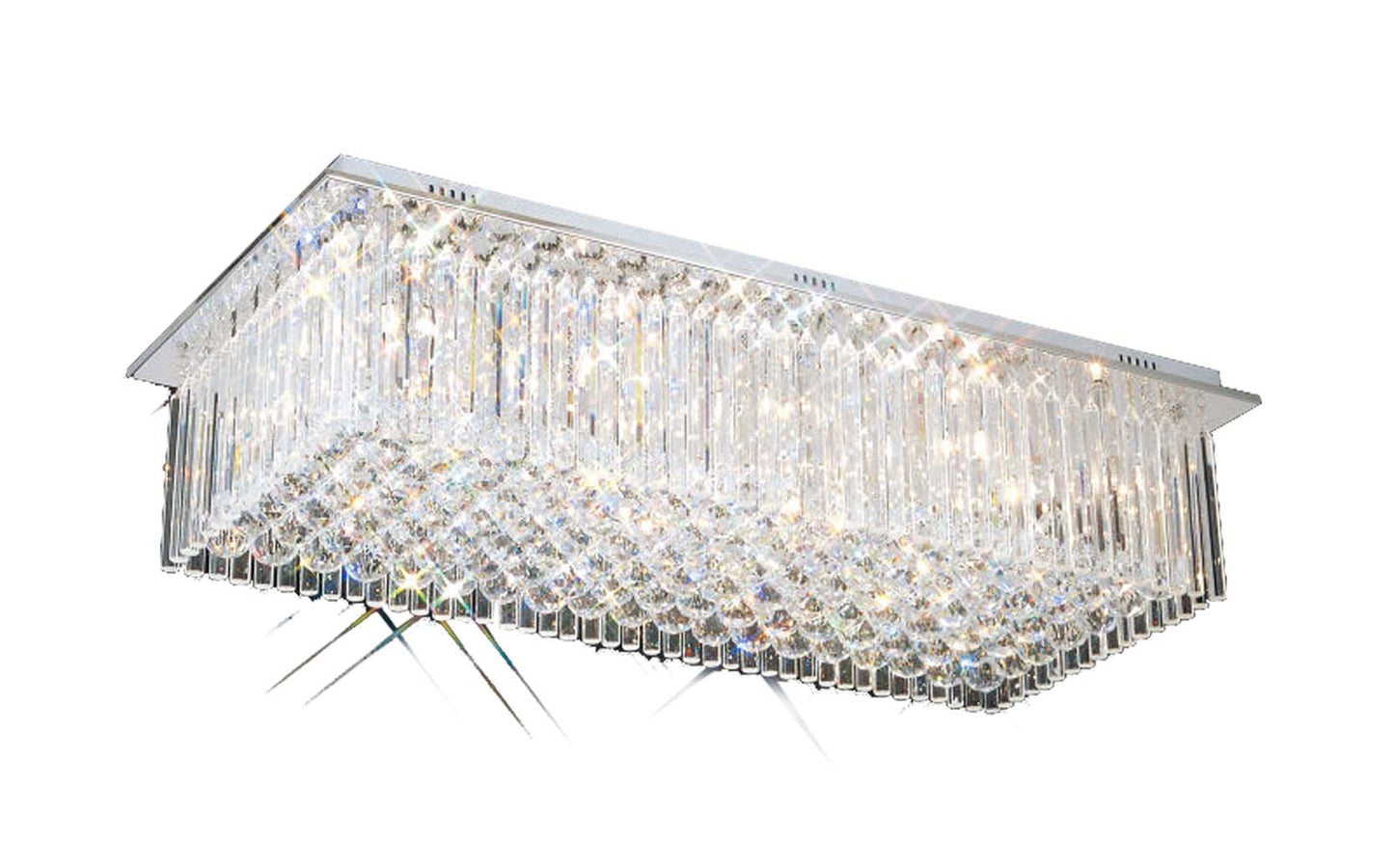 Hollison 10 Light Rectangular Crystal Flush