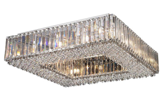 Kempton 12 Light Square Crystal Flush