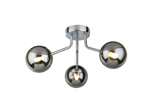 Jute 3 Light Semi Flush Polished Chrome