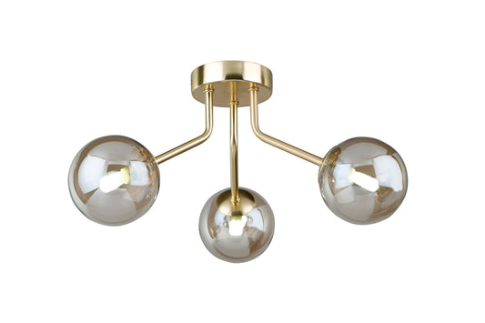 Jute 3 Light Semi Flush Satin Gold