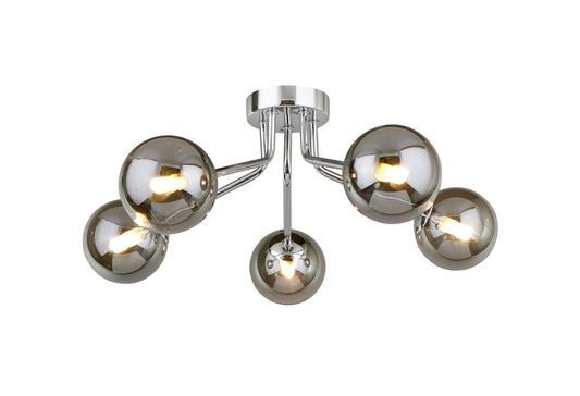 Jute 5 Light Semi Flush Polished Chrome