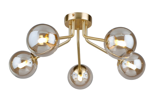 Jute 5 Light Semi Flush Satin Gold