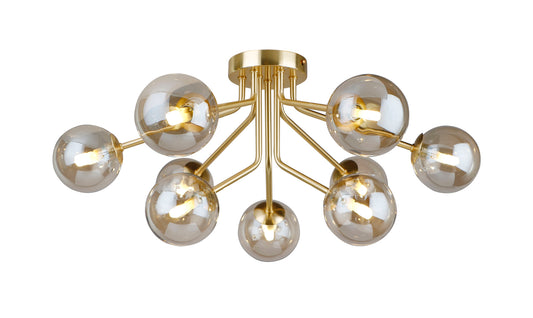 Jute 9 Light Semi Flush Satin Gold