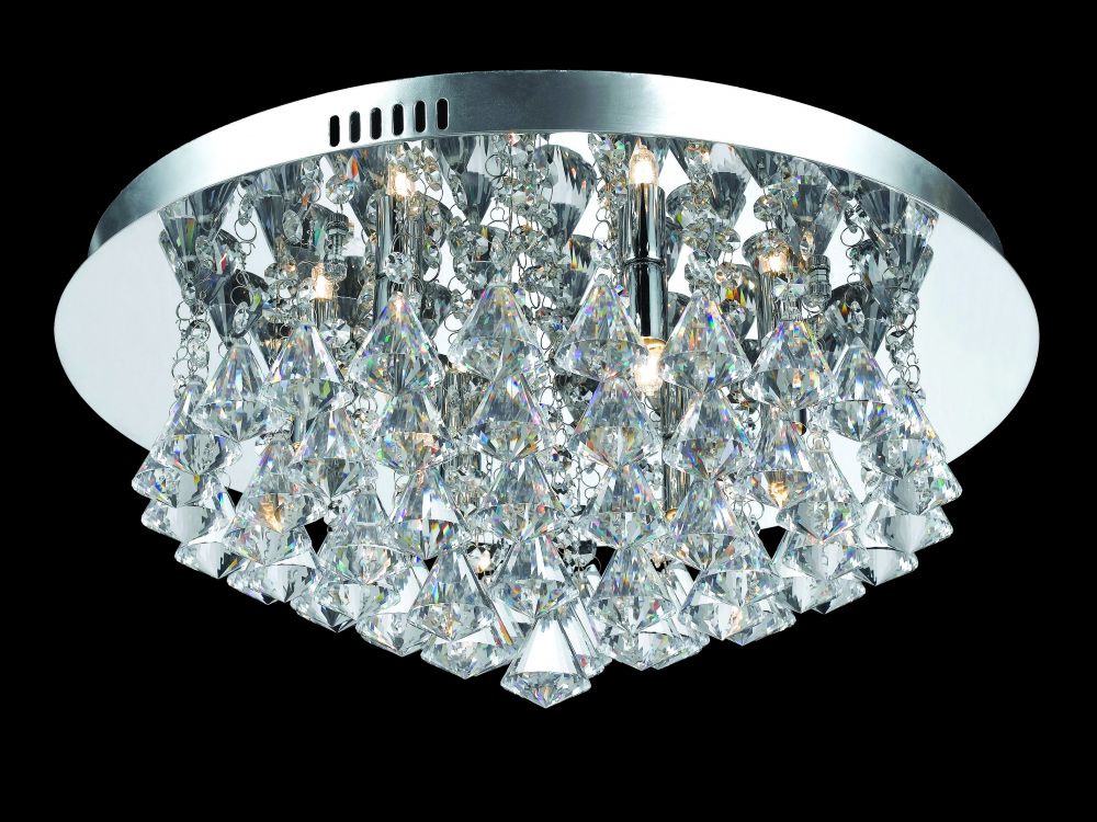Spencer 6 Light Round Crystal Flush