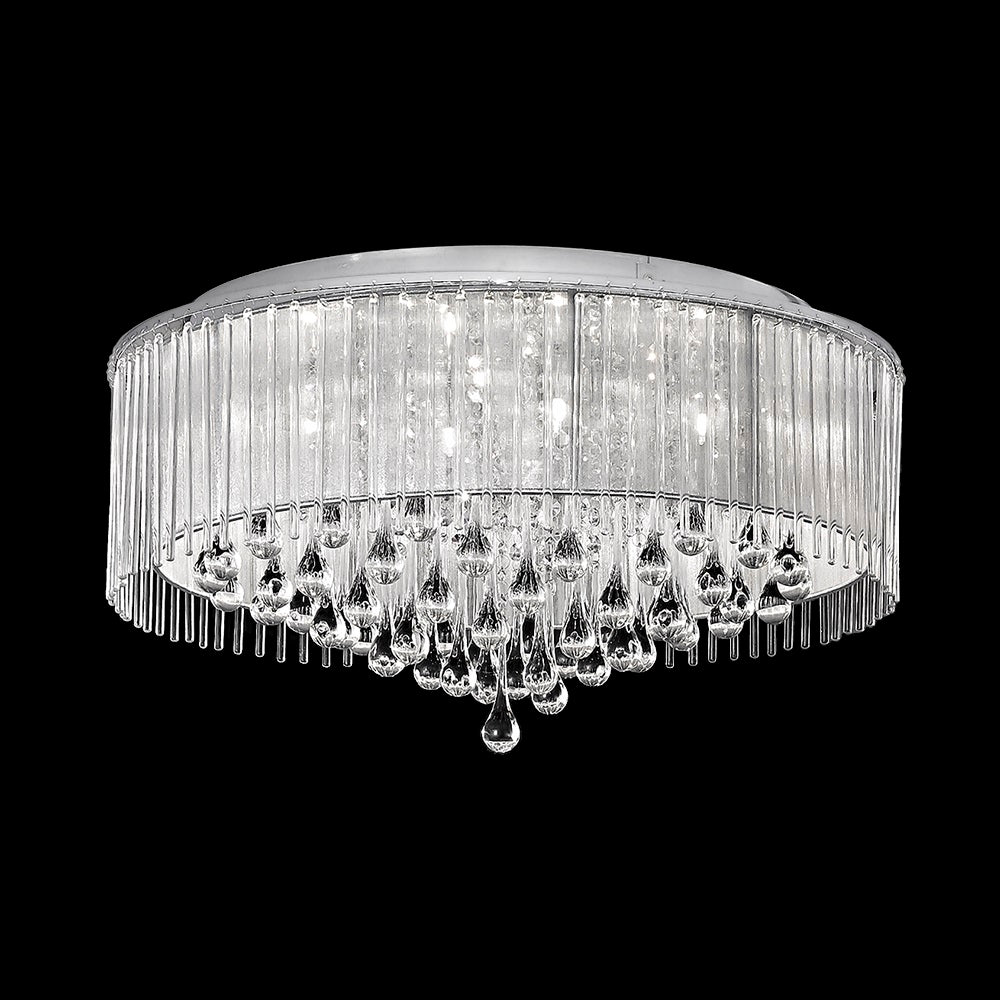 Hurn 8 Light Round Chrome & Crystal Flush