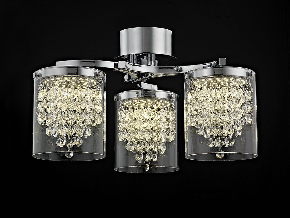 Ingle 3 Light LED Crystal Semi-Flush