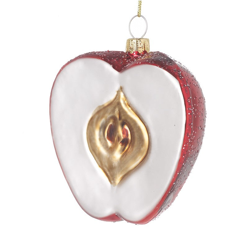 Glass Red Half Apple Bauble