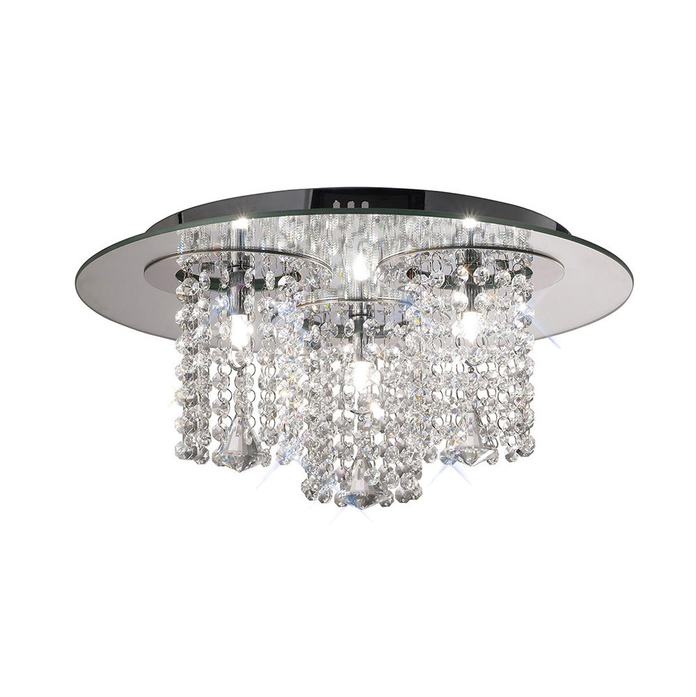 York Smoke & Mirror 3 Light Crystal Flush