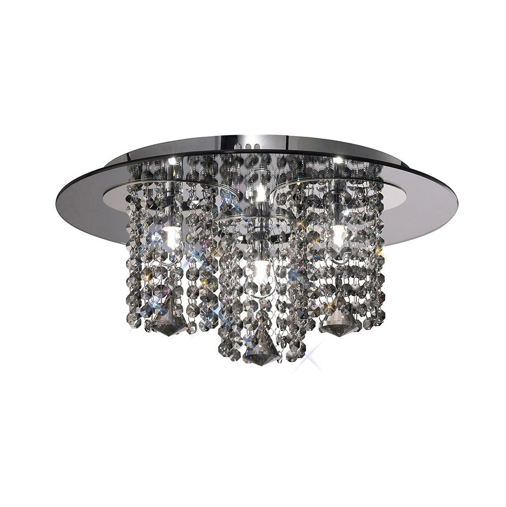 York Smoke & Mirror 3 Light Crystal Flush