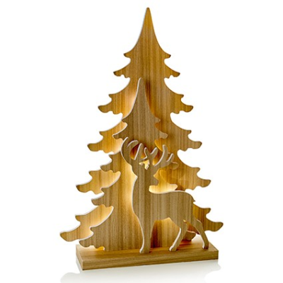 Large Wooden Reindeer Scene - Light Up