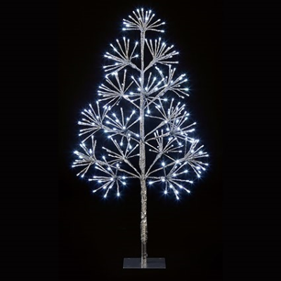 Silver Tree with White LEDs - 90cm