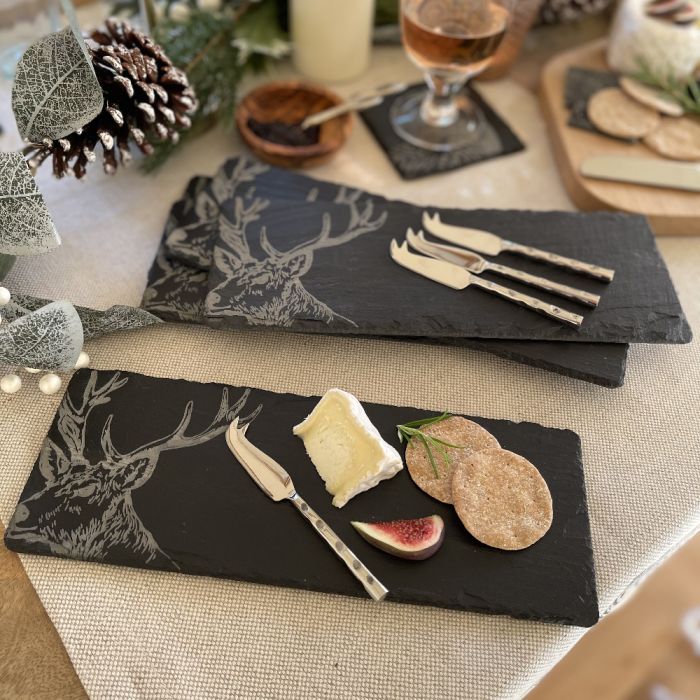 Mini Stag Slate Cheese Board & Knife Set